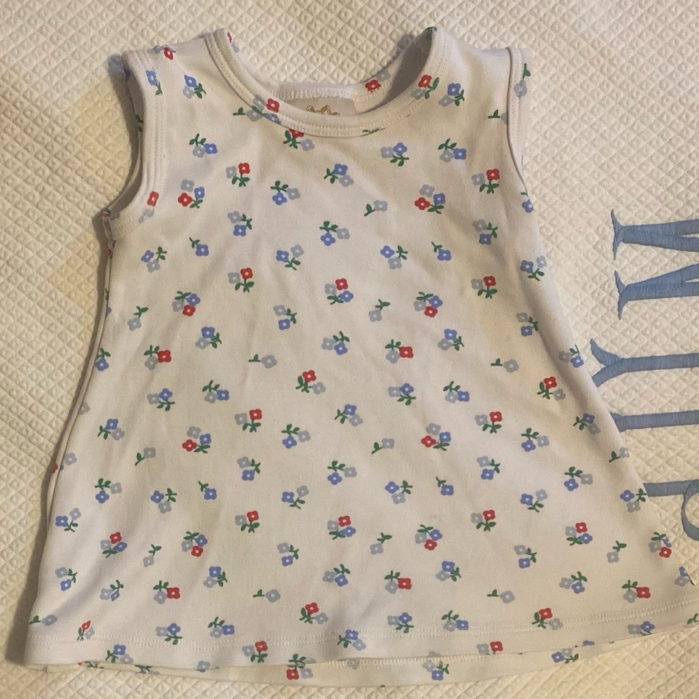 Floral dress Red White & Blue 12-18m